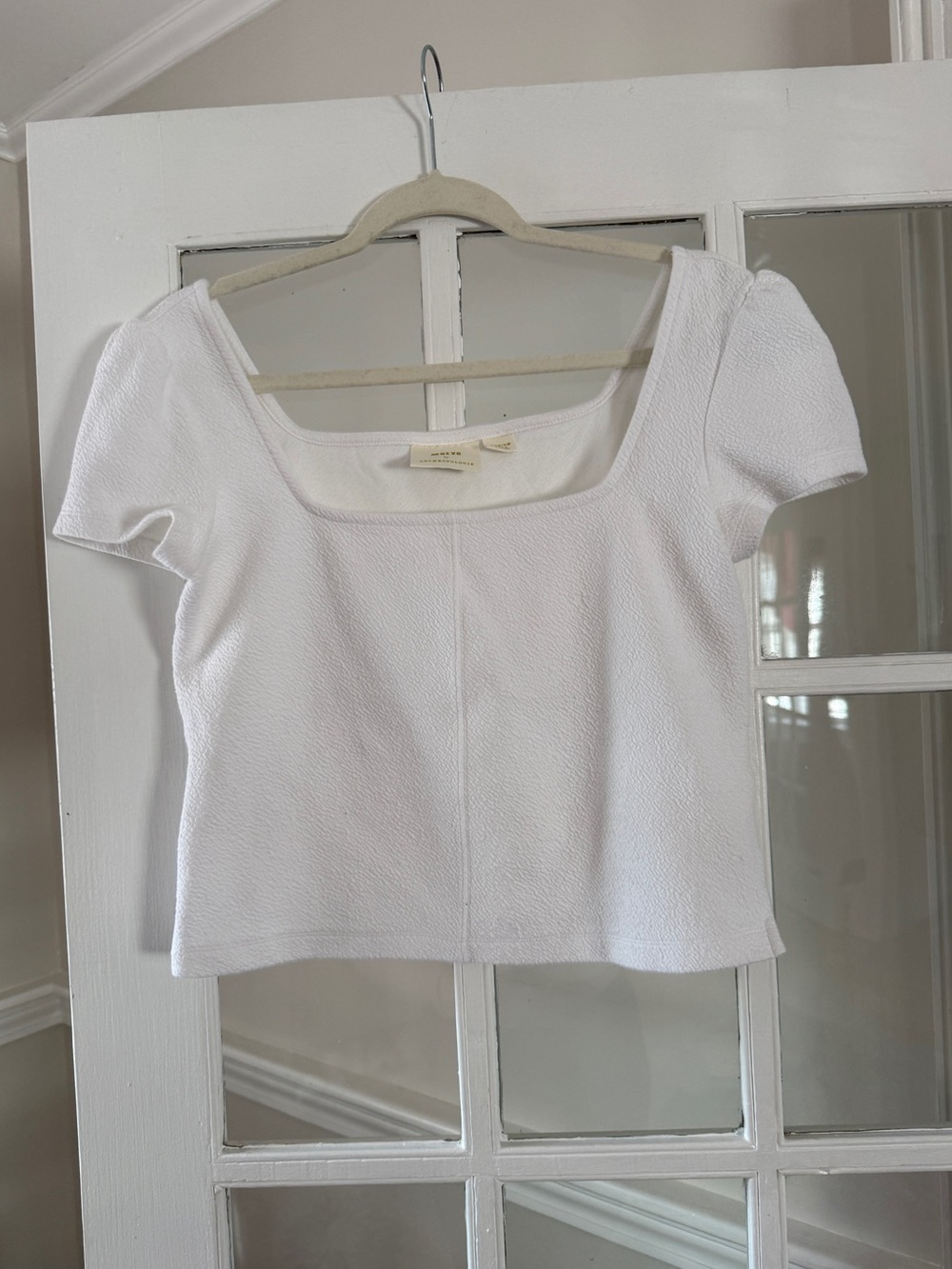 Maeve by Anthropologie White Square-Neck Short Sleeve Top